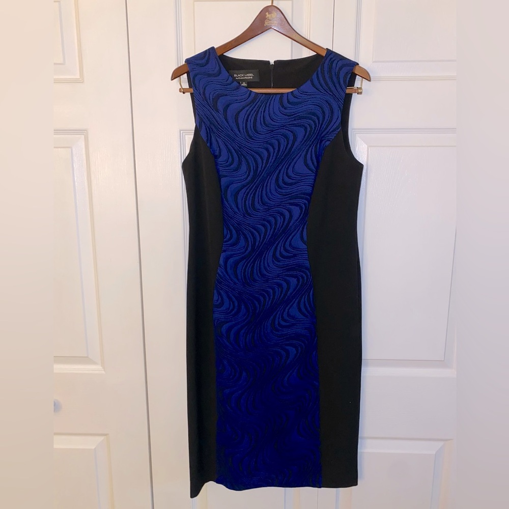 Evan Picone Black&Blue Midi Dress